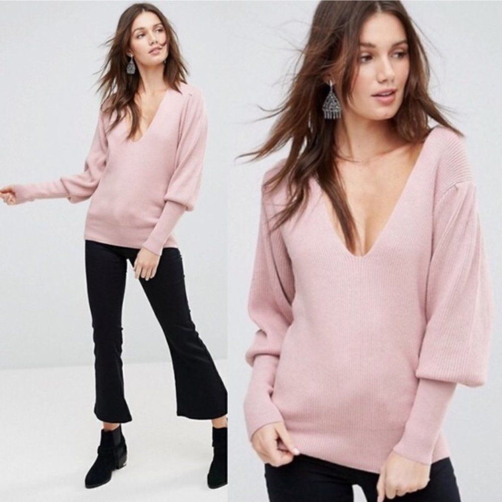 Free People Gingersnap Sweater sz Medium in Pink